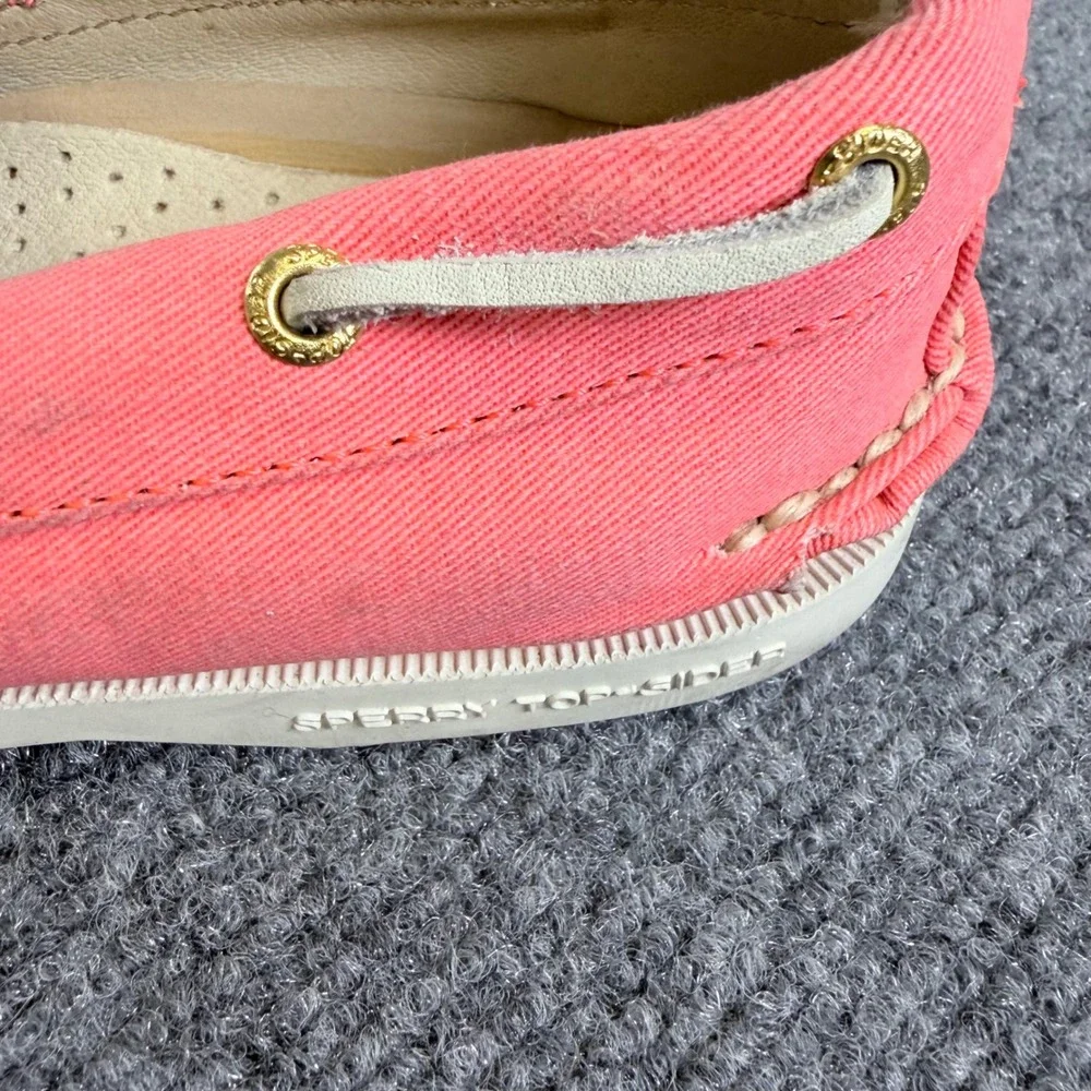 J.Crew Sperry Top-Sider Women 7.5 M Coral Pink Canvas Boat Shoes‎ 9826876